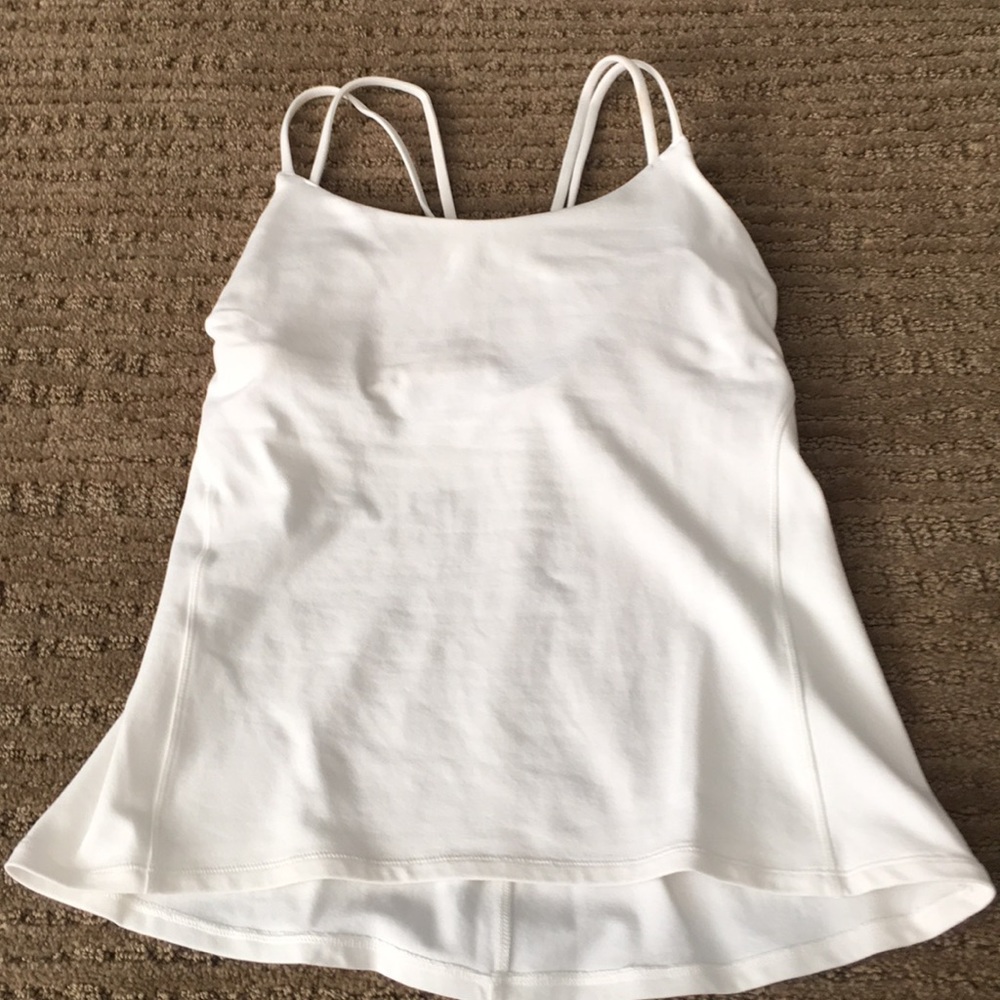 Lululemon white fitted tank with braided detail